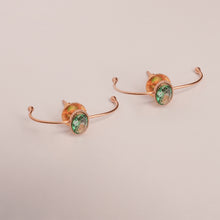 Load image into Gallery viewer, Molten Mint Gold Plated Green Crystal Loop Stud Earrings
