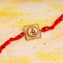 Load image into Gallery viewer, Shree Laser Rakhi in Red with a Gold &amp; Acrylic Square
