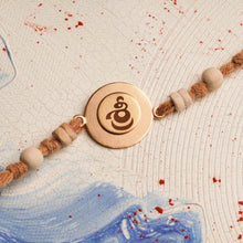 Load image into Gallery viewer, Laser Shree Rakhi with Scroll &amp; Tulsi Beads Charm
