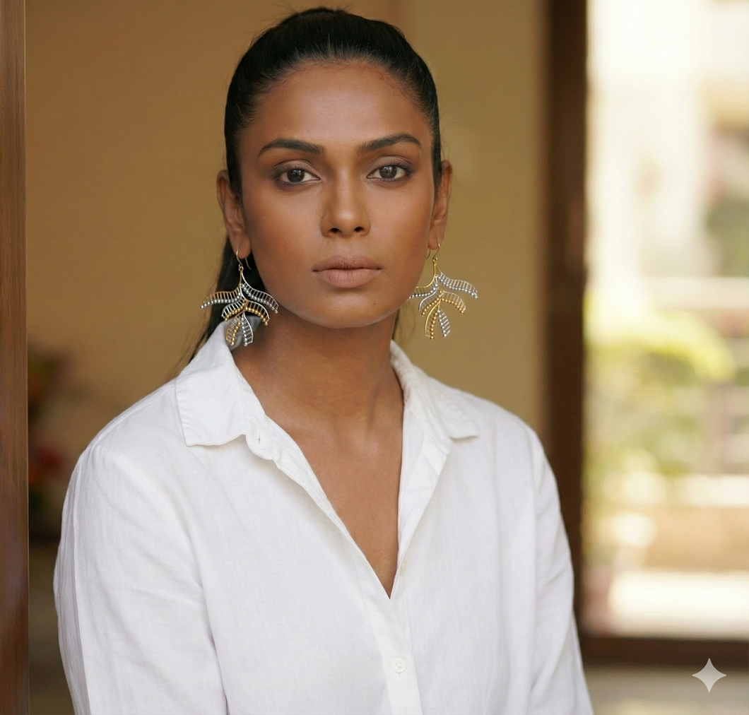 Palm Palindrome Gold and Silver Earrings