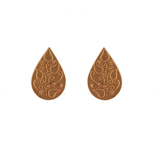 GOLD PLATED DROP BRICK EARRING WITH INDAIN WORK