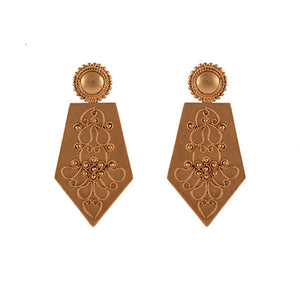 GOLD PLATED CHAKRA EARRING WITH PENTAGON INDIAN WORK
