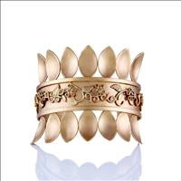 GOLD PLATED RAISING PETAL CUFF WITH WILDERNESS ON CENTER