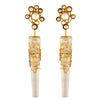 GOLD PLATED CLUSTER PEARLS AND ACRYLIC POKE EARRING