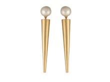 Load image into Gallery viewer, GOLD PLATED HALF PEARL AND POKE EARRING
