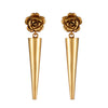 GOLD PLATED 3D ROSE AND SMALL POKE EARRING