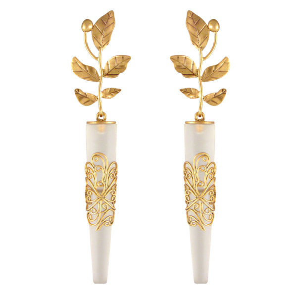 GOLD PLATED SERRATE AND ACRYLIC POKE EARRING