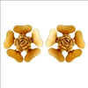 GOLD PLATED 3D ROSE AND 5 PETAL FLOWER EARRING