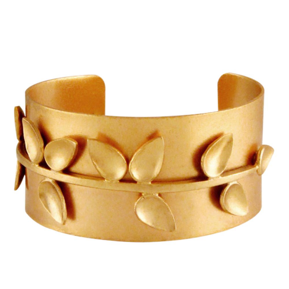 GOLD PLATED CUFF WITH THIC WIRE AND DROP ON CENTER