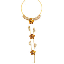 Load image into Gallery viewer, NECKPIECE WITH WIRE PEARLS AND MAGNOLIA FLOWERS

