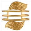 GOLD PLATED 3 STRIP AND WAVY BEATEN CUFF