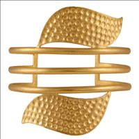 GOLD PLATED 3 STRIP AND WAVY BEATEN CUFF