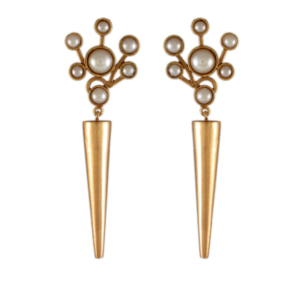 GOLD PLATED CLUSTER PEARLS AND SMALL POKE EARRING