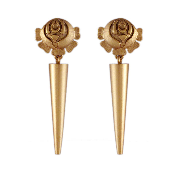 GOLD PLATED ROSE AND SMALL POKE EARRING