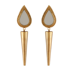 GOLD PLATED DOTTED ACRYLIC DROP AND SMALL POKE EARRING