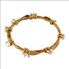 GOLD PLATED WIRE WRAP LEAVES AND 4 HALF PEARLS BANGLE