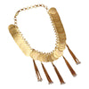 Gold coin necklace with pearl fringe