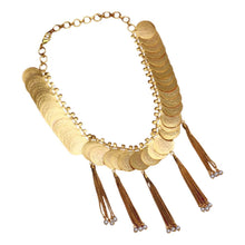 Load image into Gallery viewer, Gold coin necklace with pearl fringe
