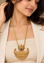 Load image into Gallery viewer, Gold Toned Mor Chandra Peacock Neckpiece
