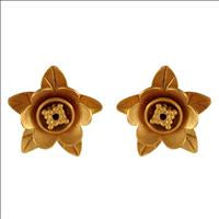 GOLD PLATED ETCHING AND PETUNIA FLOWER EARRING