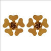 GOLD PLATED HEART PEATL SHAPE FLOWER EARRING WITH 3D ROSE ON CENTER