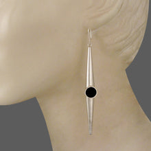 Load image into Gallery viewer, SILVER PLATED DOUBLE POKE EARRING WITH BLACK AC ON CENTER
