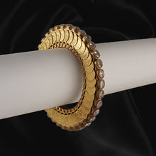 Load image into Gallery viewer, Gold Halo bangle hand cuff with crystals
