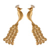 GOLD PLATED PEACOCK EARRING WITH DROP FEATHER