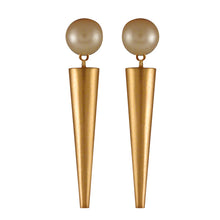 Load image into Gallery viewer, GOLD PLATED HALF PEARL AND SMALL POKE EARRING
