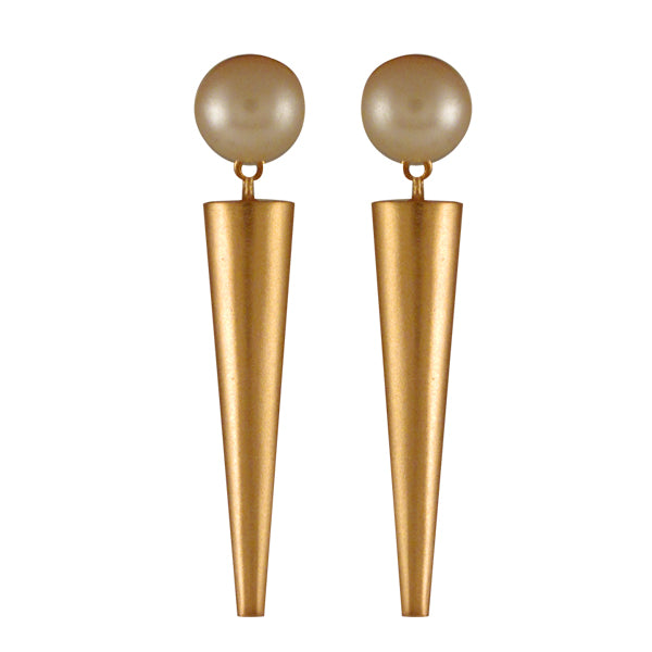 GOLD PLATED HALF PEARL AND SMALL POKE EARRING