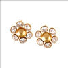 GOLD PLATED 6 UNCUT XTL ROUND EARRING WITH KATURI ON CENTER