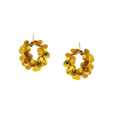 Load image into Gallery viewer, Gold coin cluster hoop earrings
