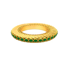 Load image into Gallery viewer, Emerald Tone Crystal Coin bangle handcuff
