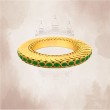 Load image into Gallery viewer, Emerald Tone Crystal Coin bangle handcuff
