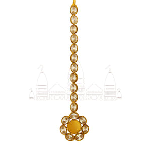 Gold coin maang tikka with crystals