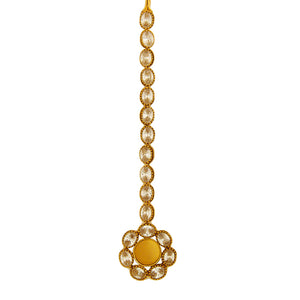 Gold coin maang tikka with crystals