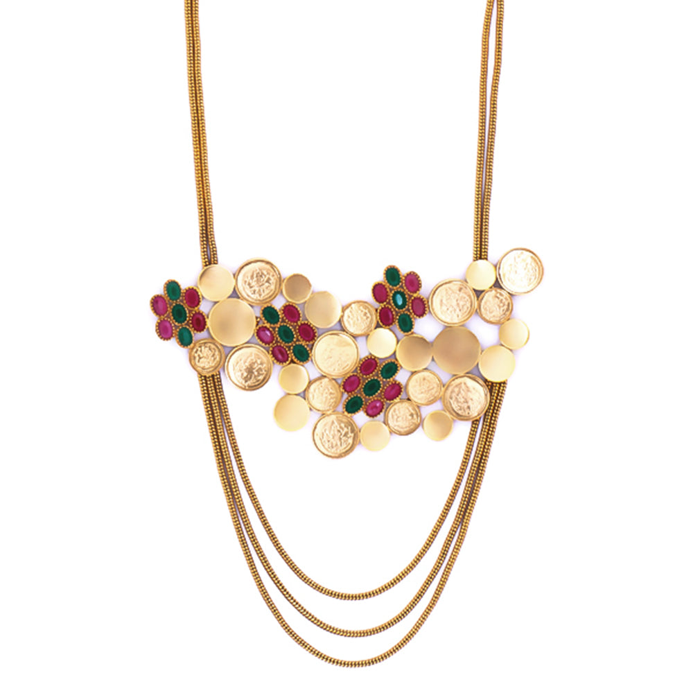 Gold Kasu Galaxy Cluster Necklace