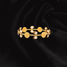 Load image into Gallery viewer, Gold Coin Bangle with Crystals
