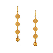 Load image into Gallery viewer, Gold coin motif drop earrings
