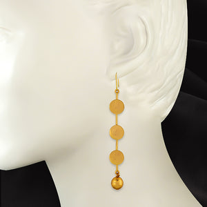 Gold coin motif drop earrings