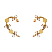 Load image into Gallery viewer, Gold coin motif and crystal ear cuff
