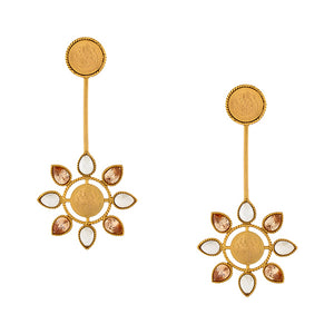 Gold daisy pink crystal earrings