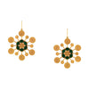 Gold Kasu earrings with green crystals