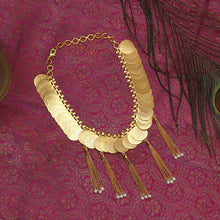 Load image into Gallery viewer, Gold coin necklace with pearl fringe
