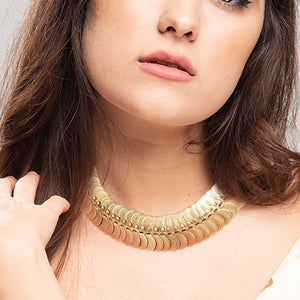 Gold coin overlay kanti necklace