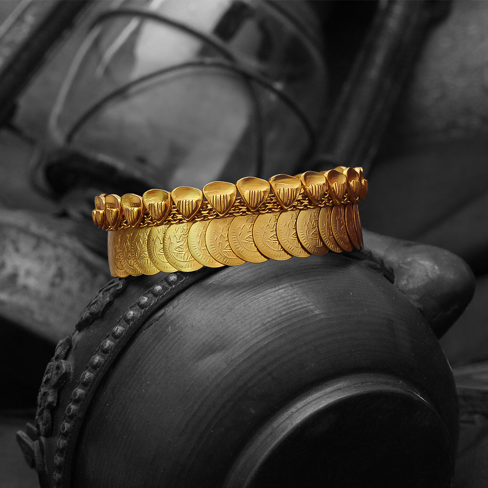 Roman layered gold coin bangle cuff