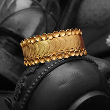 Load image into Gallery viewer, Gold coin and pod layered bangle hand cuff
