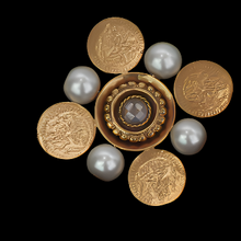 Load image into Gallery viewer, Gold Kasu Coin Indian Hair accessory with pearls
