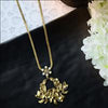 GOLD PLATED 3D THIN CHAIN NECKPIECE WITH PEARLS, POLKI AND SERRATE PENDANT