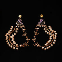 Load image into Gallery viewer, Pearl Fern Gold Plated Earrings
